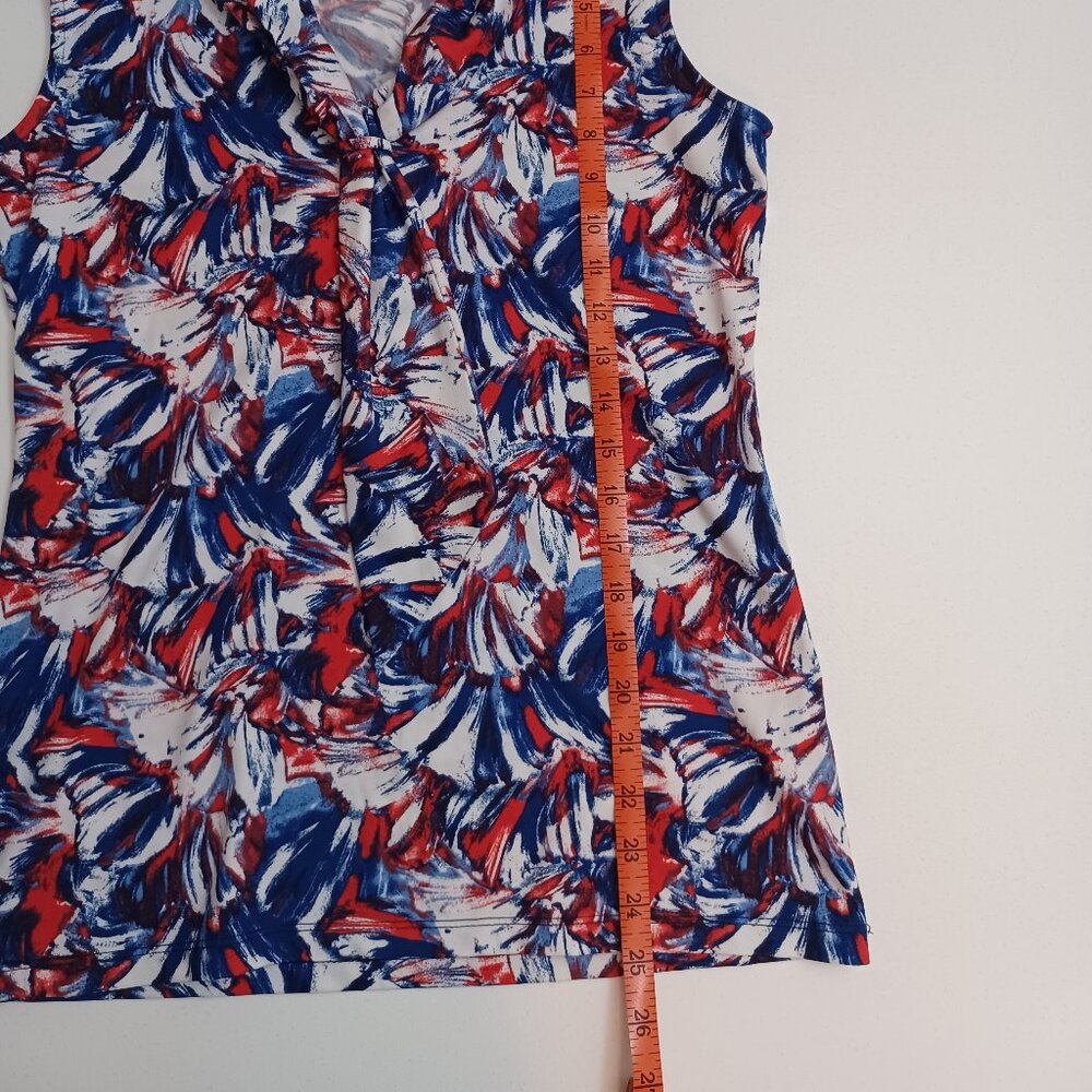 Women's Tahari All American 4th of July Red/White/Blue Sleeveless Blouse Size XS - Picture 4 of 8